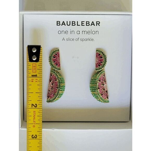 ๐ BAUBLEBAR Crystal WatermelonโSlice Drop Statement Earrings NEW IN BOX - Picture 14 of 14